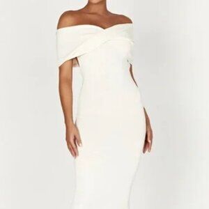 MESHKI Terese Off Shoulder Knit Maxi Dress - Cream